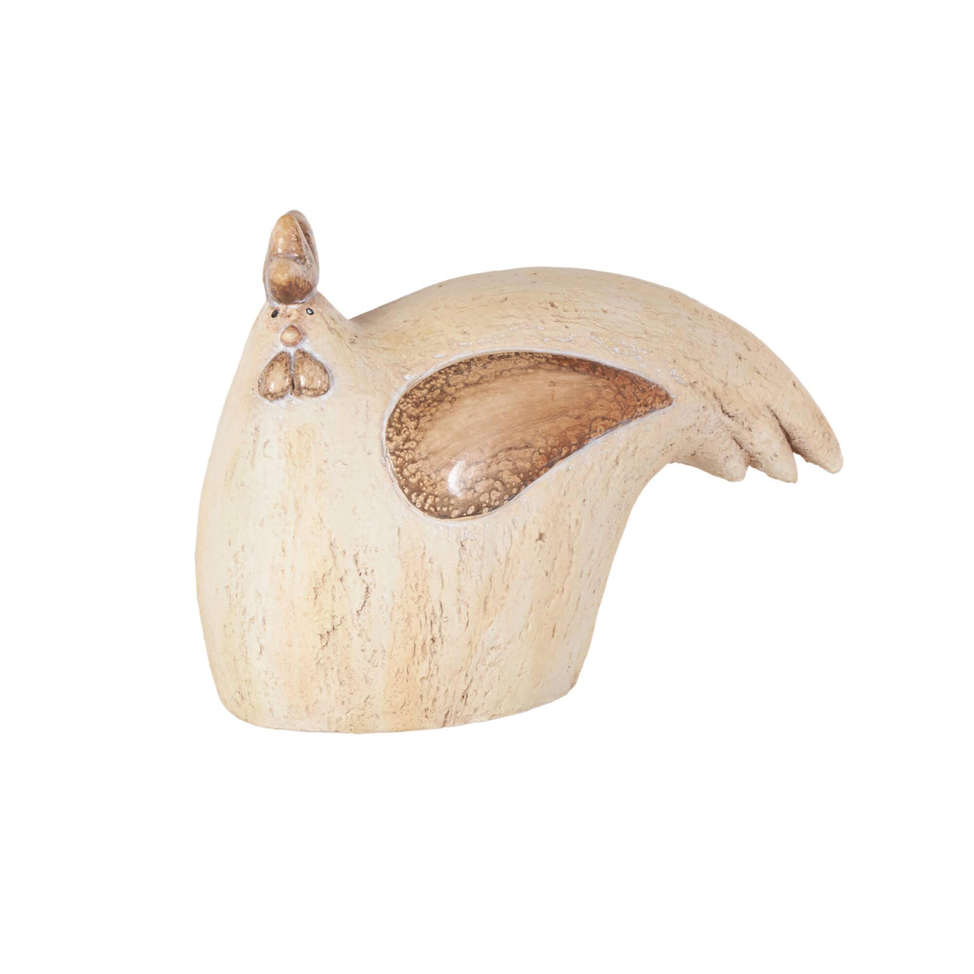 Cream & Brown MGO Rooster Sitting Garden Sculpture